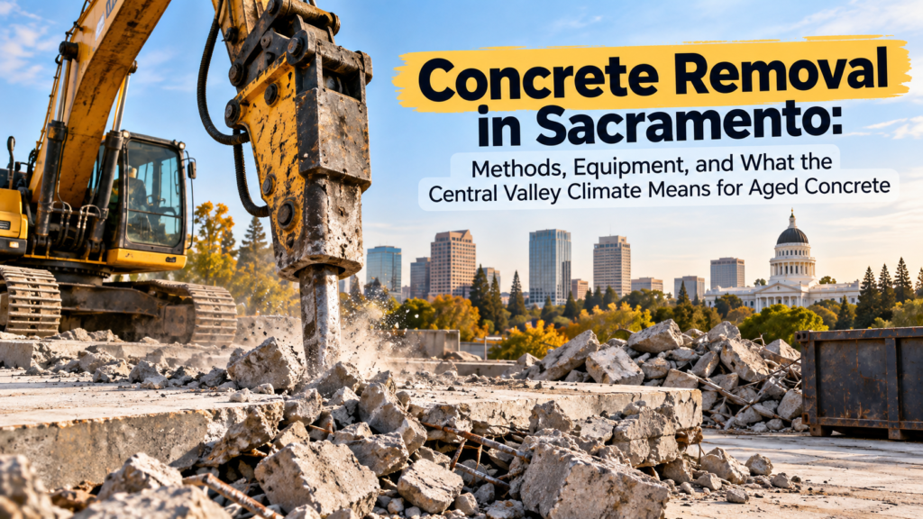 Concrete Removal in Sacramento: Methods, Equipment, and What the Central Valley Climate Means for Aged Concrete