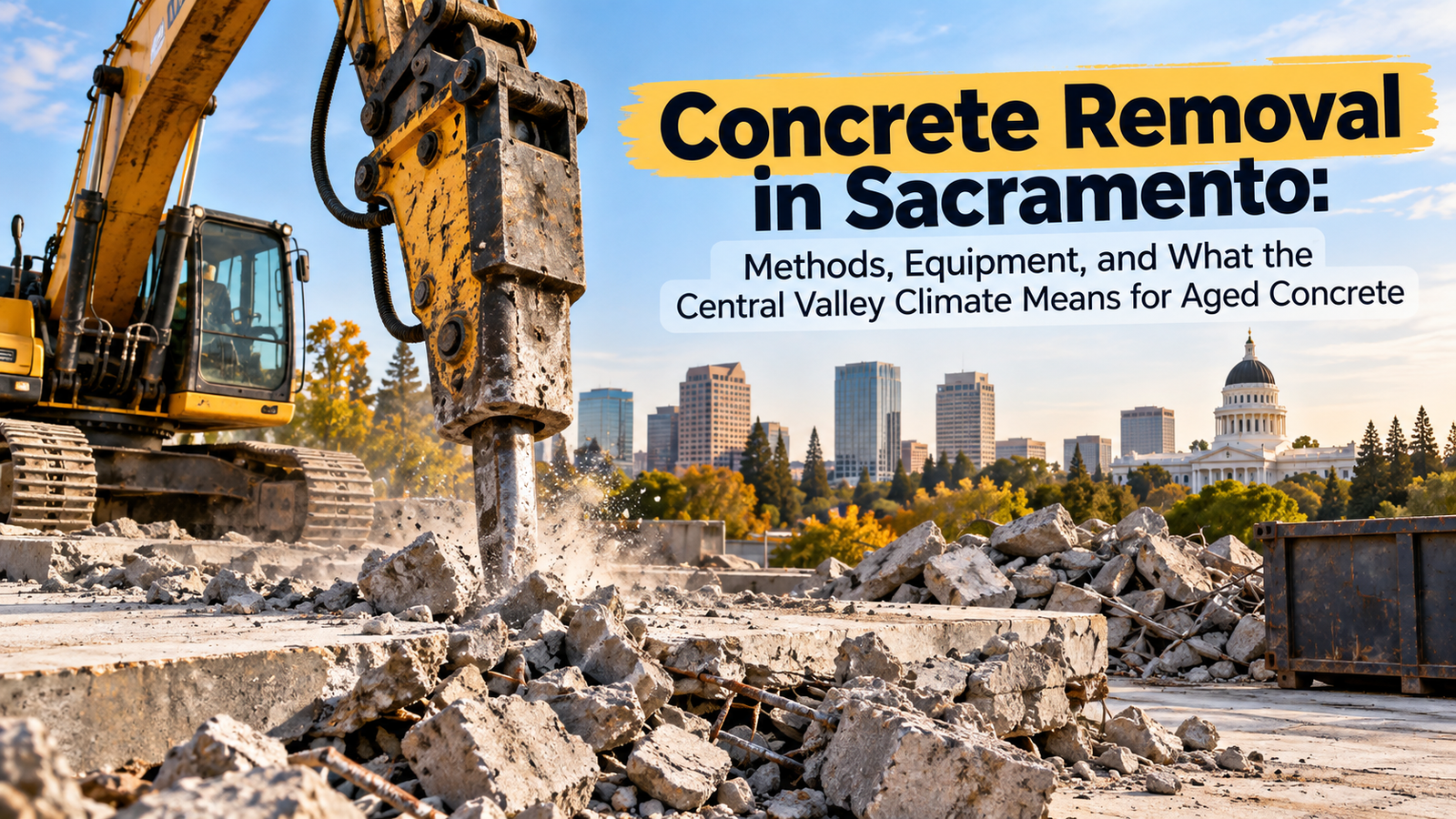 Concrete Removal in Sacramento: Methods, Equipment, and What the Central Valley Climate Means for Aged Concrete
